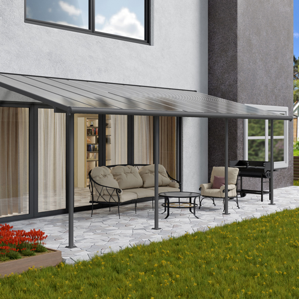 Palram Canopia Sierra Grey and Clear 3 x 7.3m Patio Cover Image 1