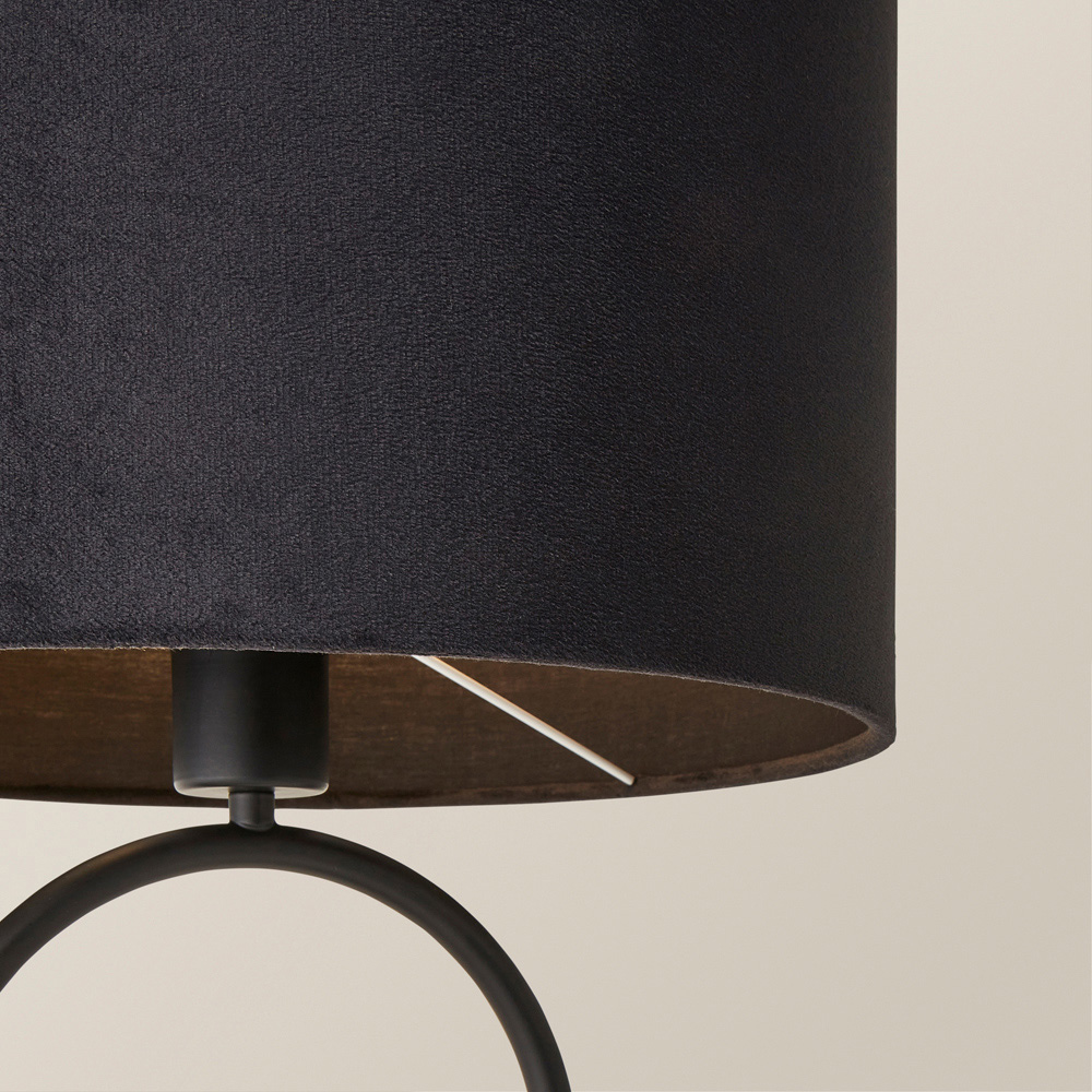 ValueLights Antonia Black Velvet Drum Shade Matte Black Oval LED Table Lamp Image 3