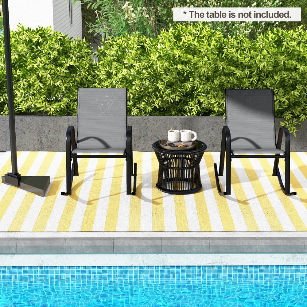 Costway Set of 2 Grey Garden Rocking Chair Image 3