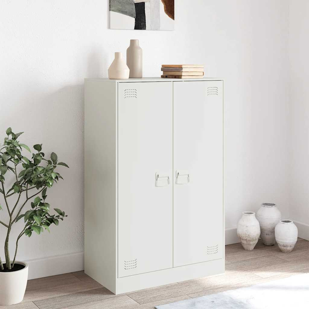 vidaXL 2 Door White Steel Sideboard Image 9