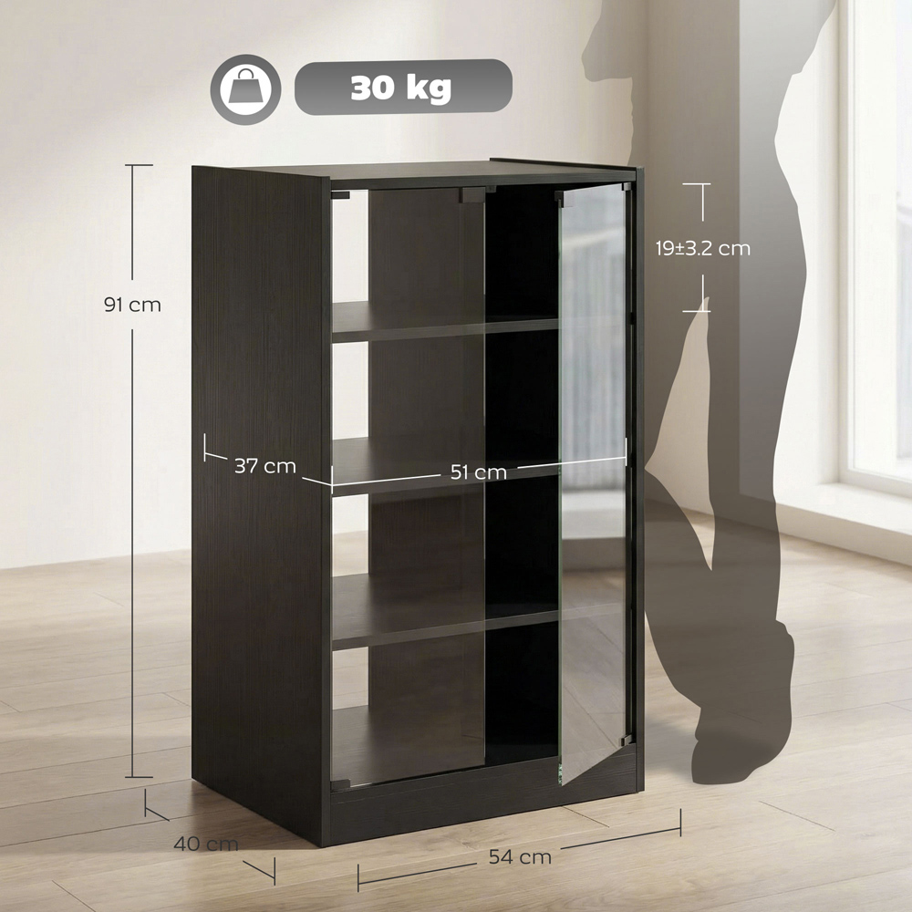 HOMCOM 4-Tier Black Wood-Effect Hi-Fi Stand with Adjustable Shelves Image 9