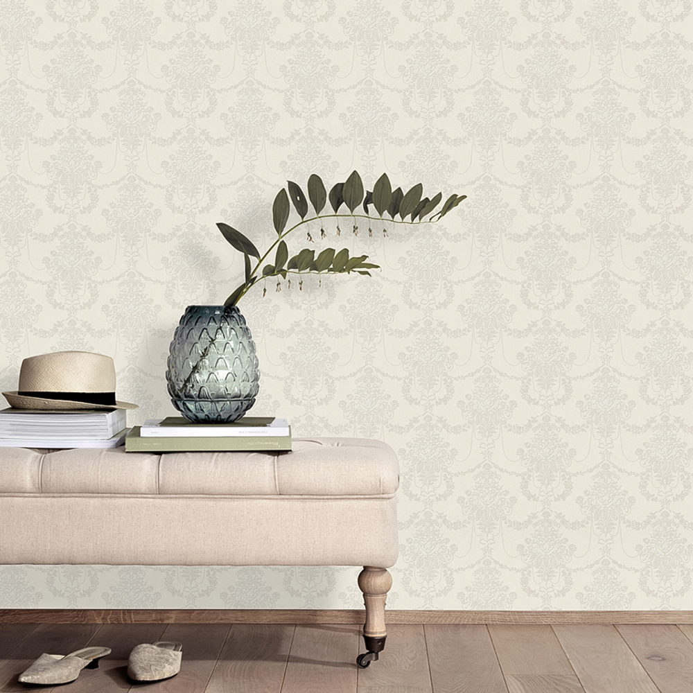 Erismann Timeless Damask Textured Natural Vinyl Wallpaper Image 4