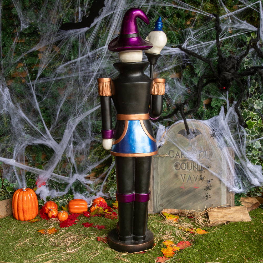 Blue and Purple Nutcracker Skeleton with Skull Staff Halloween Decoration 4ft Image 8