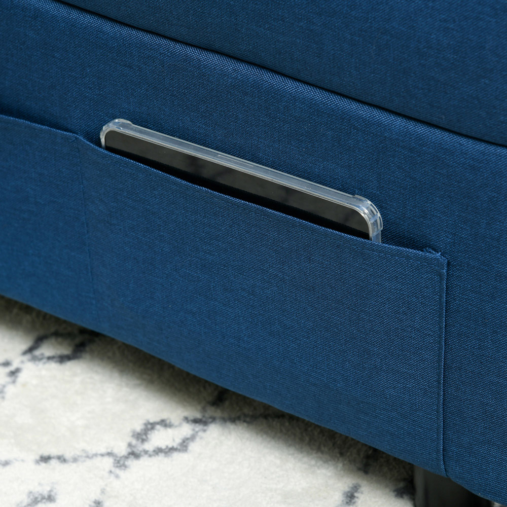 Portland Single Sleeper Blue Linen Touch Recliner Chair Bed Image 3