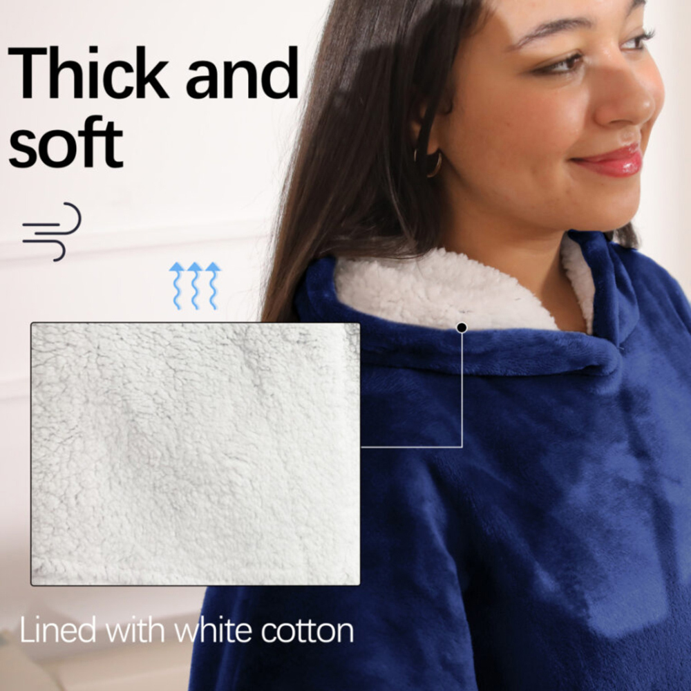 Alivio Premium Pancho Sherpa Hoodie Oversize Navy Image 4