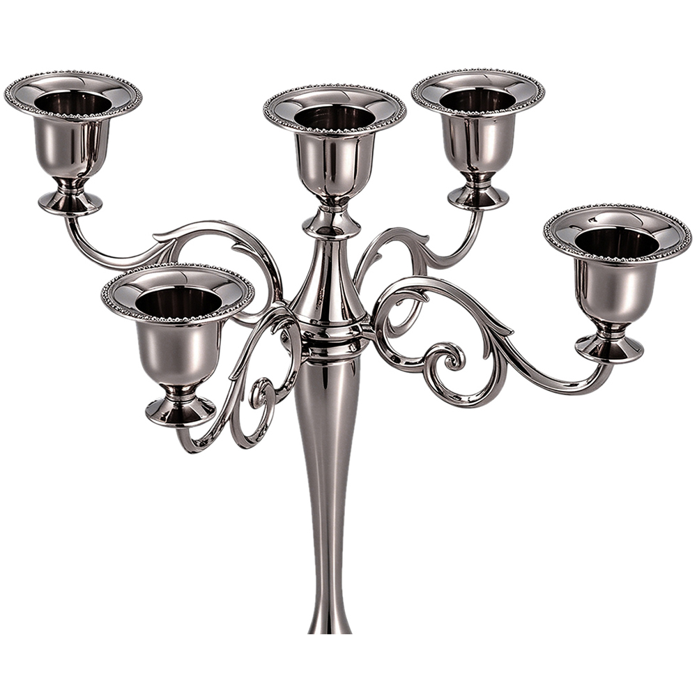 Living and Home 5-Arm Black Metal Swirl Candelabra Image 4