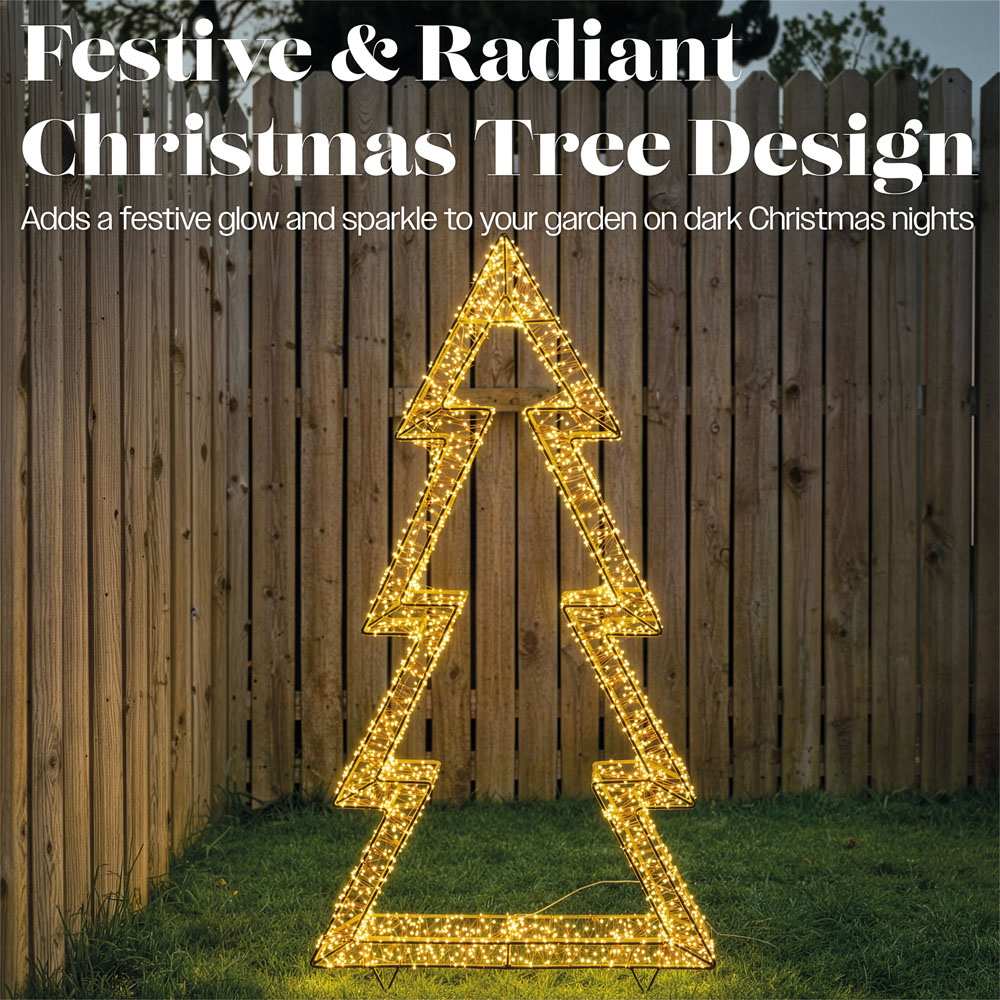 Xmas Haus 4800 Warm White Micro LED Gold Metal Christmas Tree Silhouette 70cm Image 3