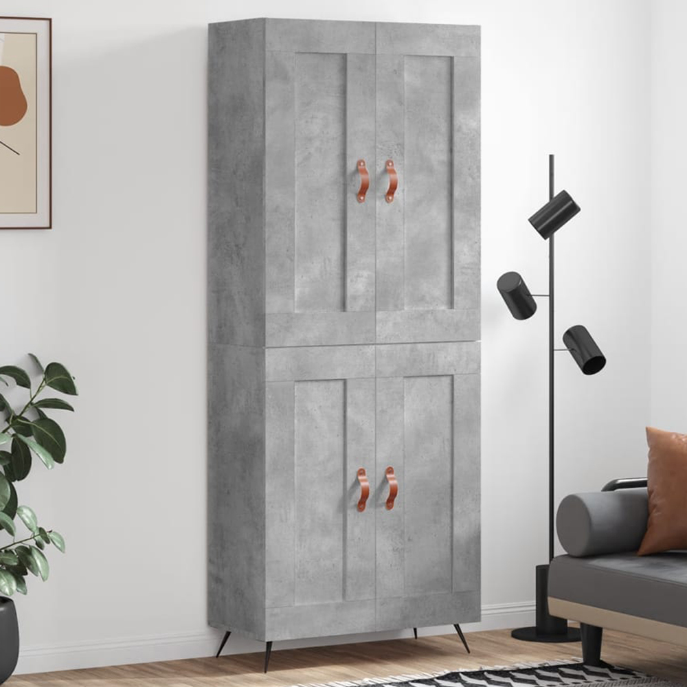 vidaXL 4 Door Concrete Grey Tall Highboard Image 1