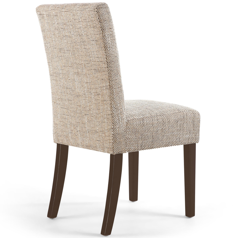 Portland Harlow Oatmeal Tweed Walnut Legs Waffle Back Dining Chair Image 3