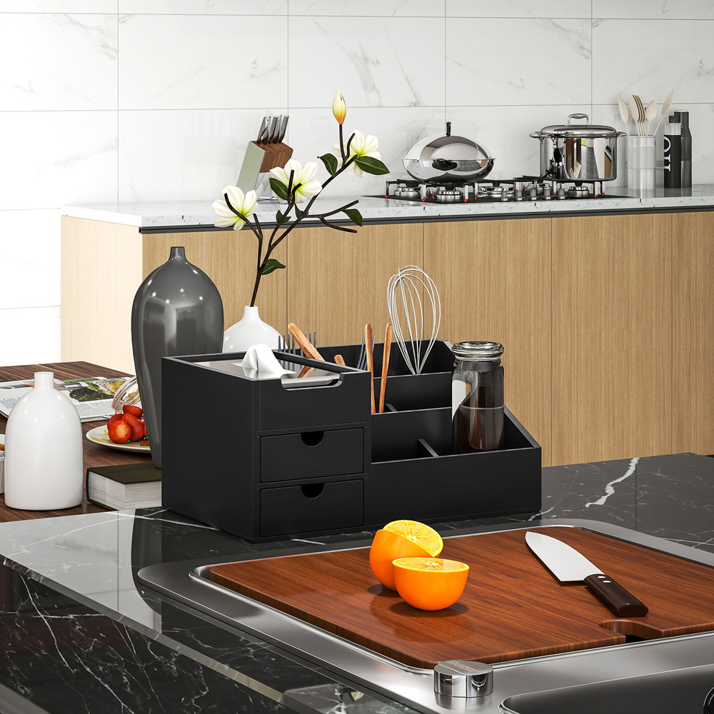 HOMCOM 2 Drawer Black Multi-Function Storage Caddy Image 4