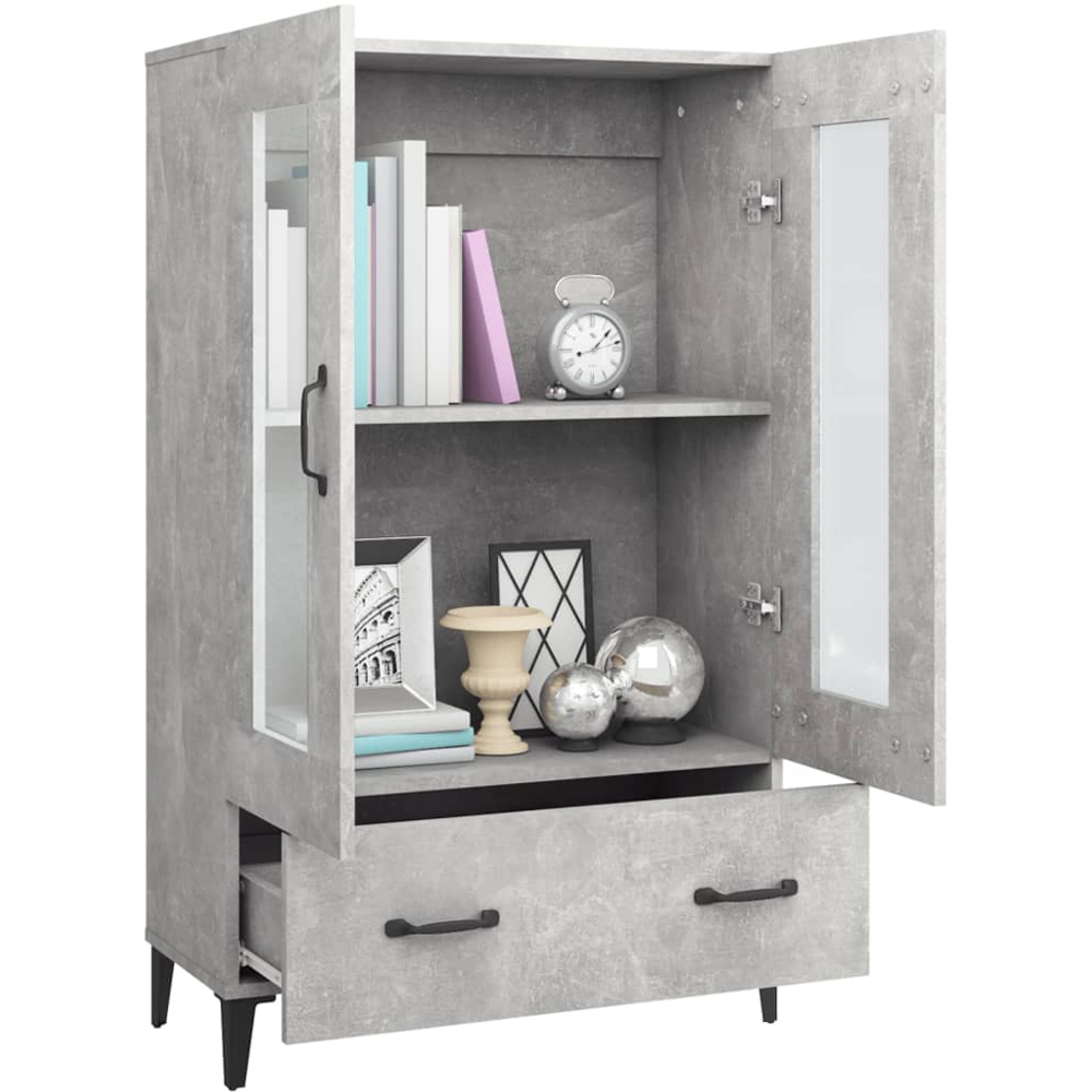 vidaXL 2 Door Single Drawer Concrete Grey Highboard Image 4