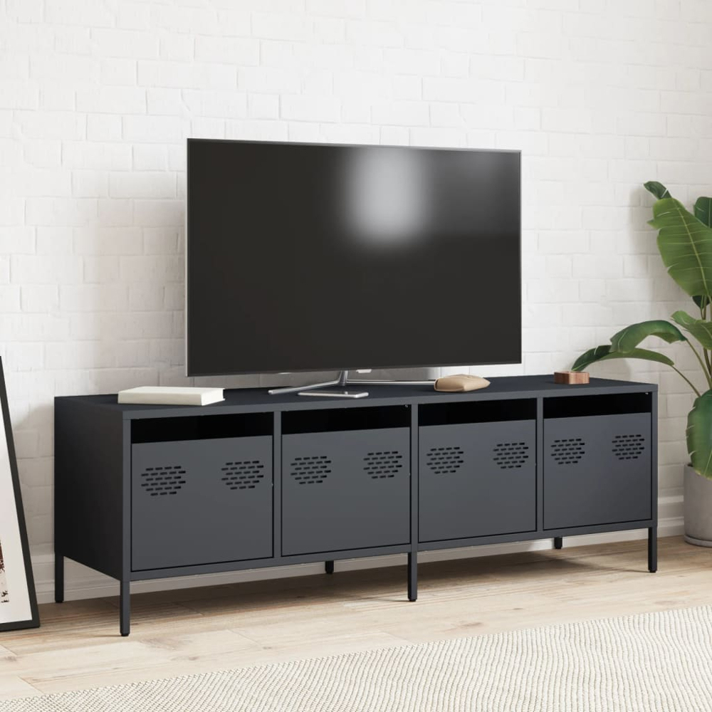 vidaXL 4 Drawer Anthracite Cold-Rolled Steel TV Cabinet Image 7