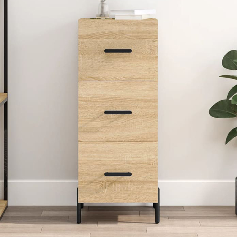 vidaXL 3 Drawer Sonoma Oak Sideboard Image 1