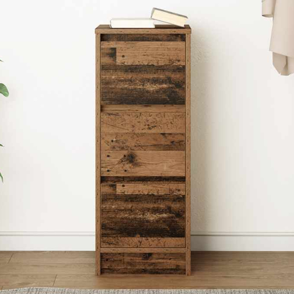 vidaXL 3 Drawer Old Wood Slim Sideboard Image 1