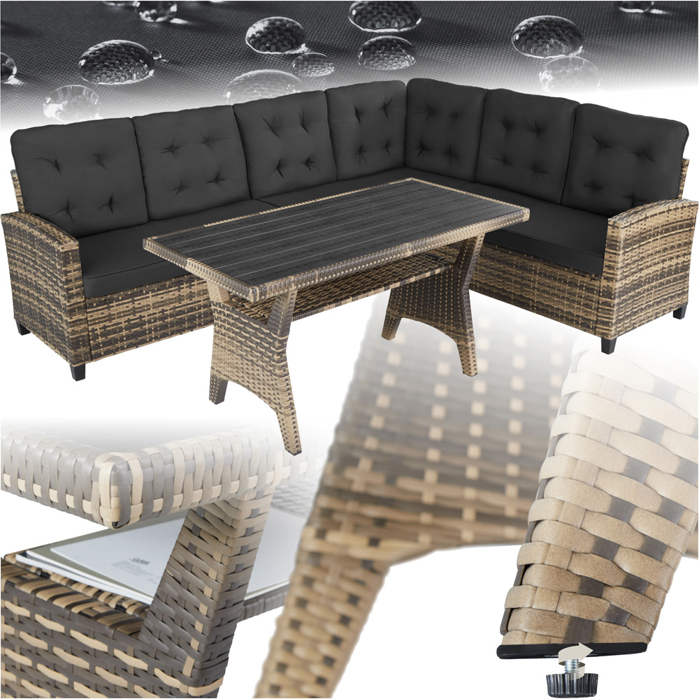 tectake Catania 6 Seater Nature Outdoor Corner Sofa Set Image 2