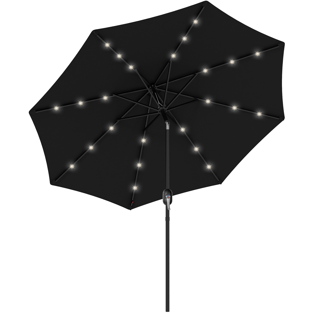 Outsunny Black 24 LED Crank and Tilt Umbrella Parasol 2.7m Image 1