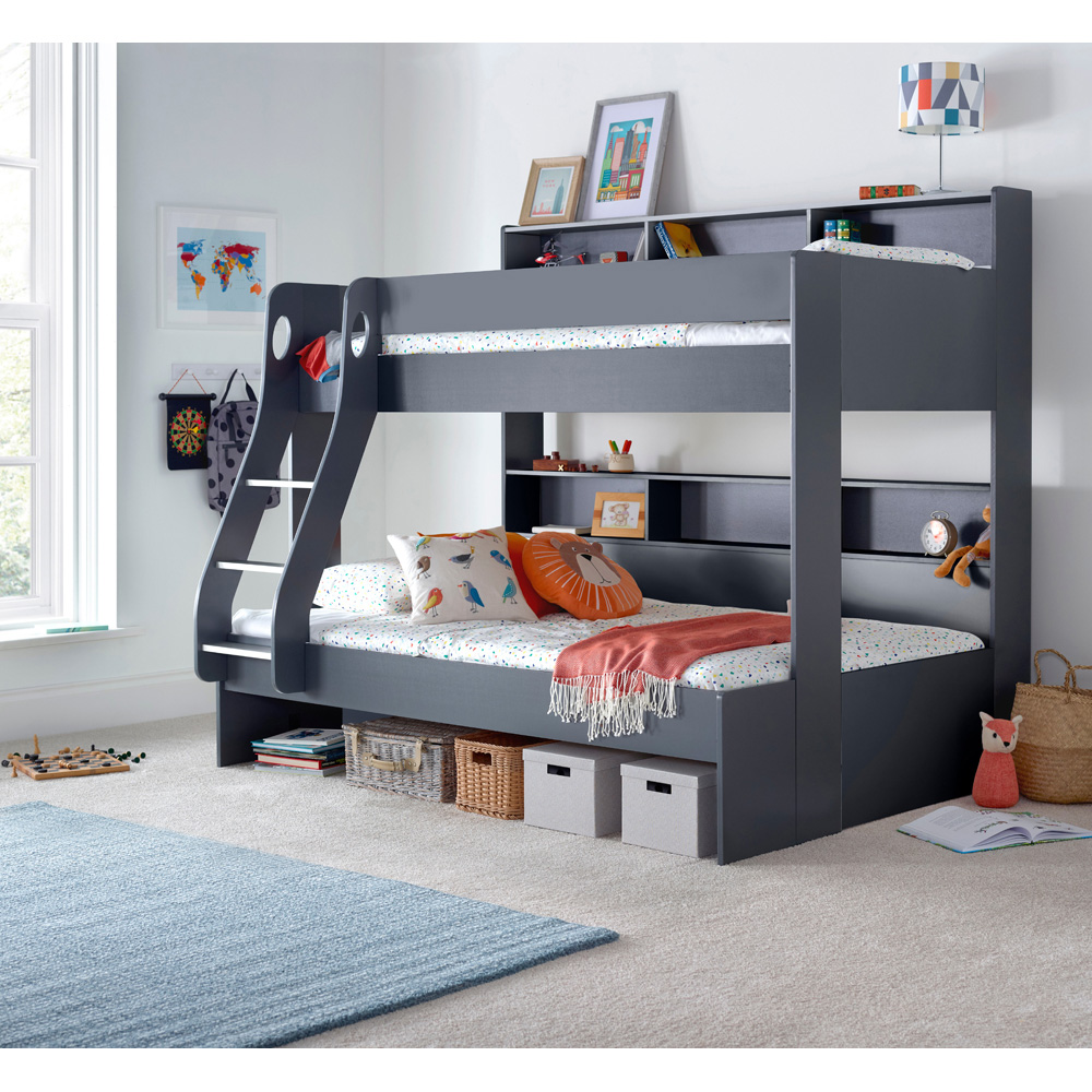 Bedmaster Oliver Triple Sleeper Onyx Grey Bunk Bed with Spring Mattresses Image 8