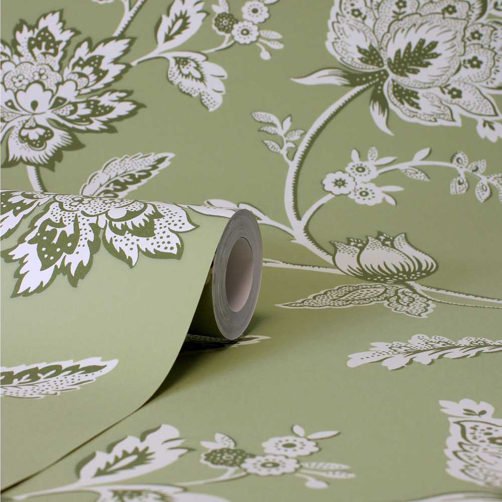 Fine Decor Juliette Floral Sage Wallpaper Image 2