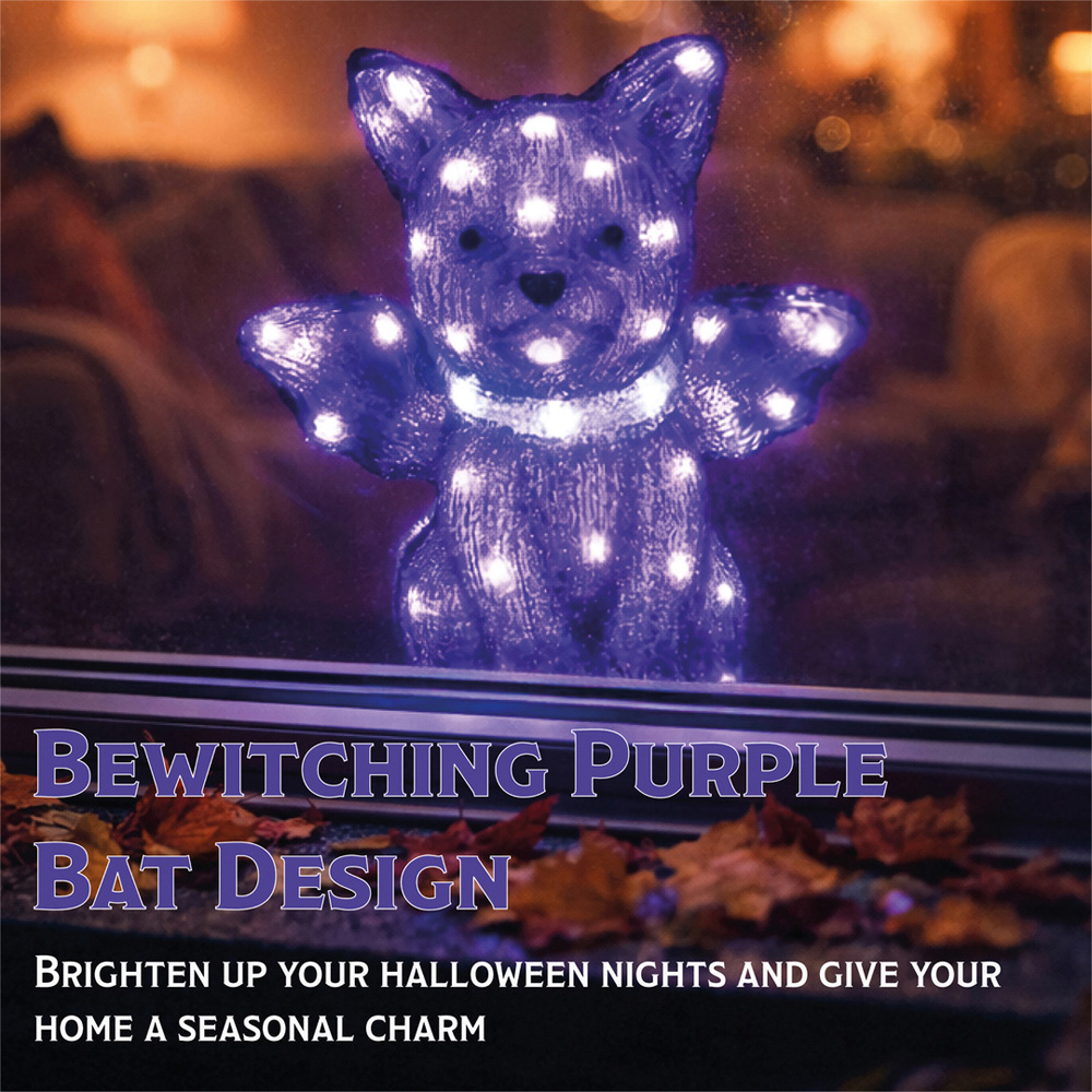 FXLab 50 Bright Purple LED Halloween Bat Decoration 27.5 x 18 x 29cm Image 3
