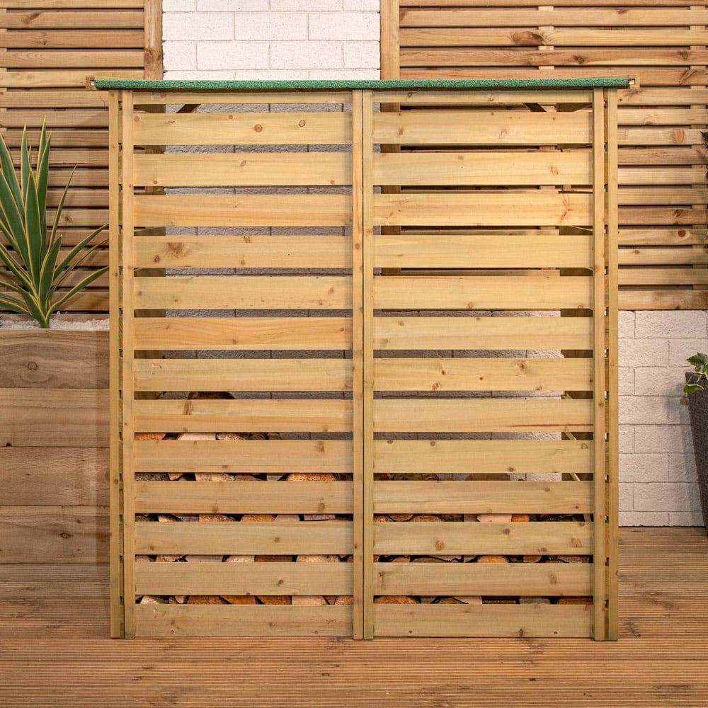 Samuel Alexander 123 x 115cm Large Wooden Garden Patio Log Store Shed Image 6