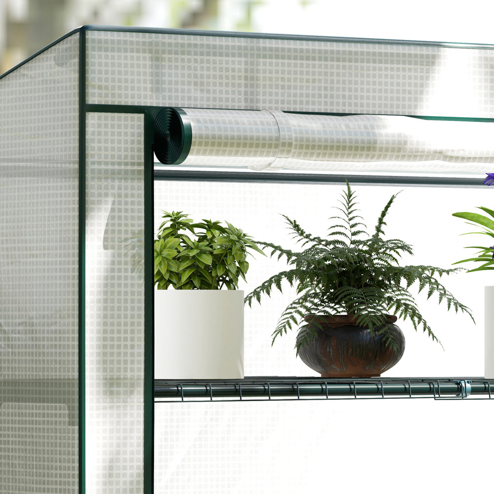 Outsunny White and Green 4 Shelf PE Cover 3.6 x 1.6ft Lean To Mini Greenhouse Image 3