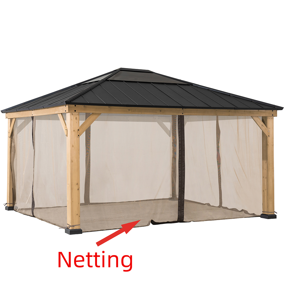 Sunjoy 3.9 x 4.5m Khaki Accessory Netting for Cedar Wood Gazebo (Gazebo Not Include) Image 2