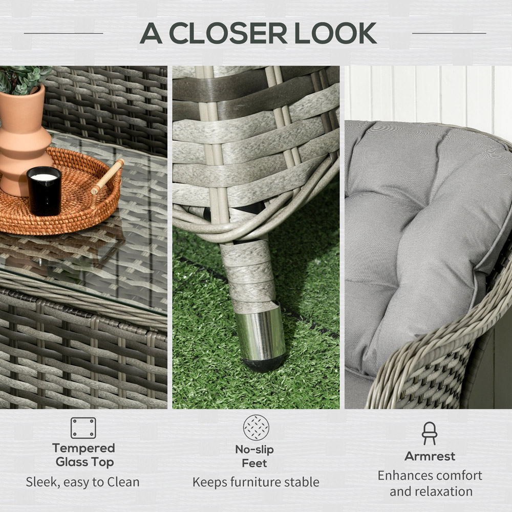 Outsunny 4 Seater Grey Rattan Sofa Lounge Set Image 6