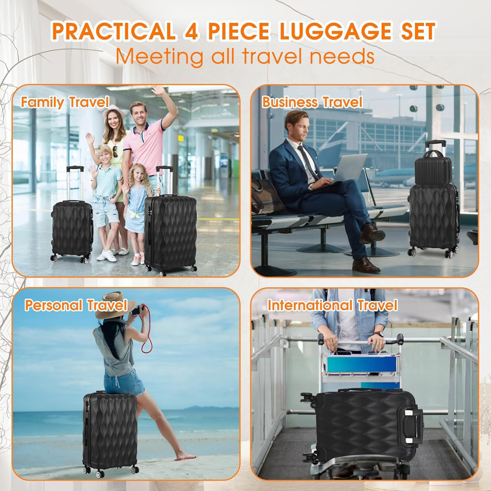Willowmare 4-Piece Black Travel Luggage Set Image 4