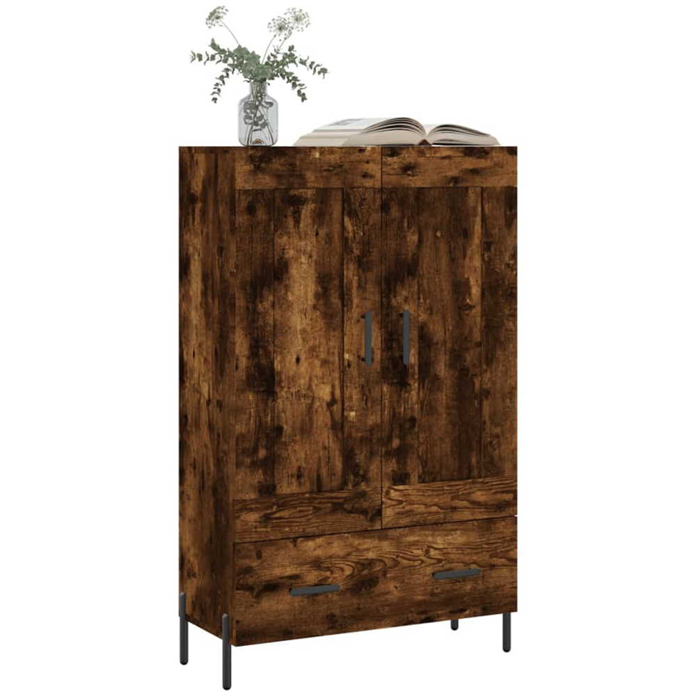 vidaXL 2 Door Single Drawer Smoked Oak Highboard Image 3