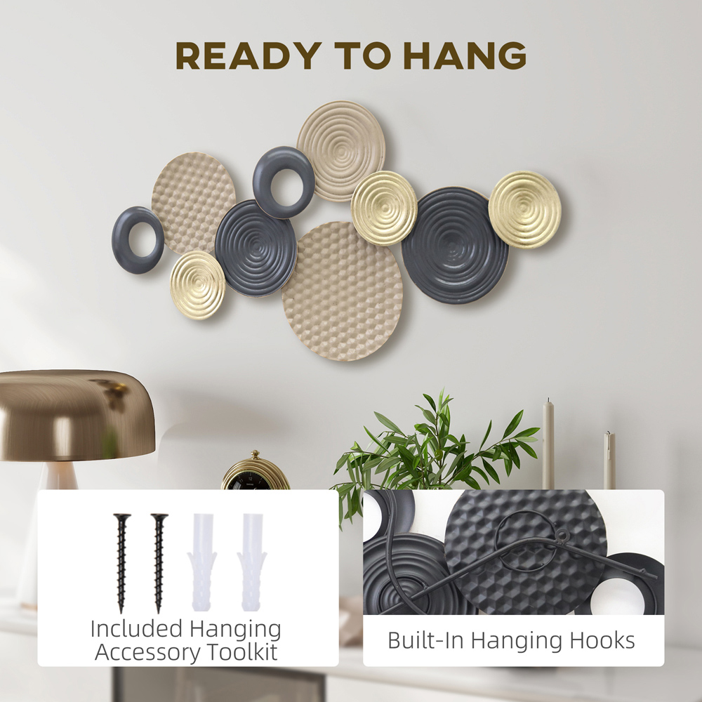 Portland Multi-Disc Design Metal 3D Wall Art 50 x 100cm Image 6