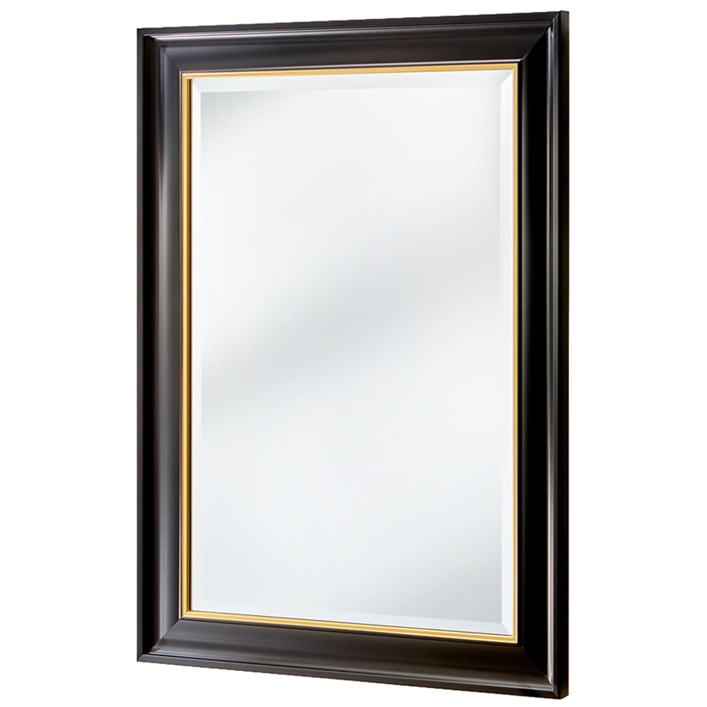 Yearn Georgian Black and Gold Framed Bevelled Wall Mirror 115.5 x 90cm Image 1