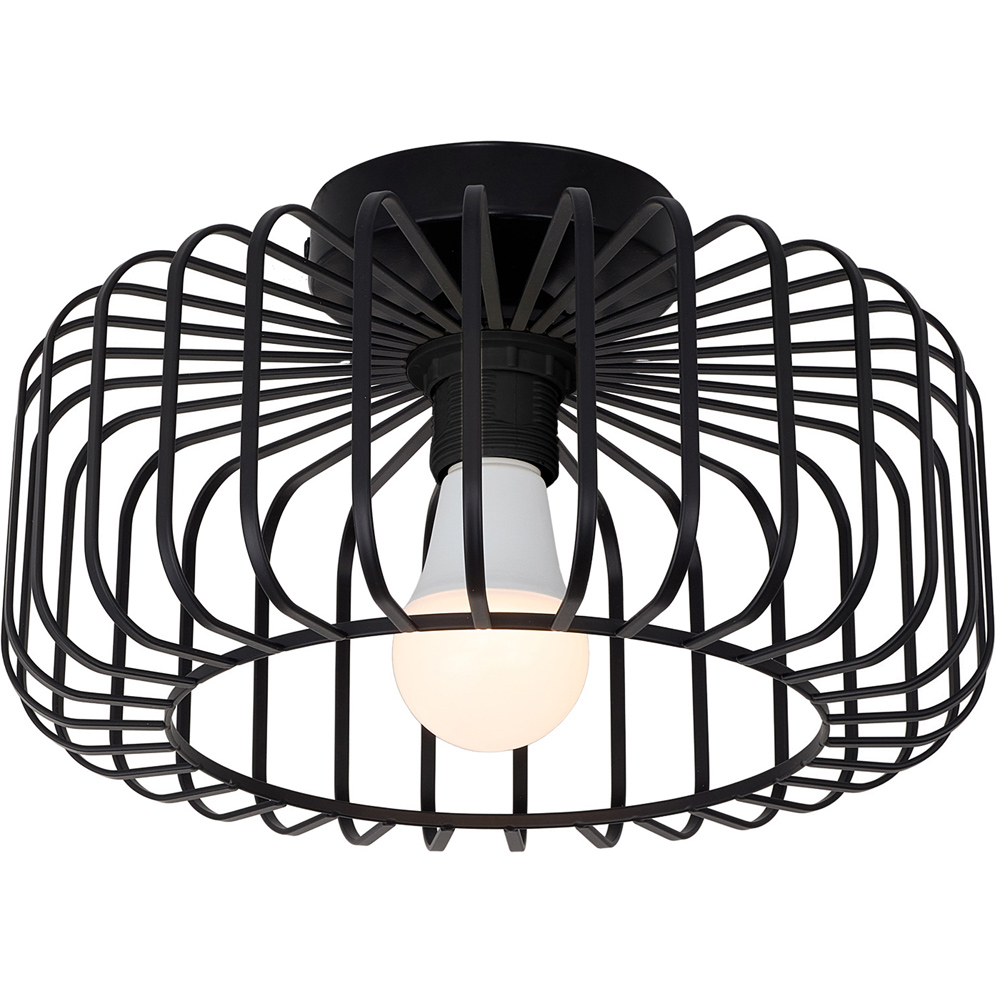 Living and Home Black Cage E27 Ceiling Light with Tri-Colour LED Bulb Image 3