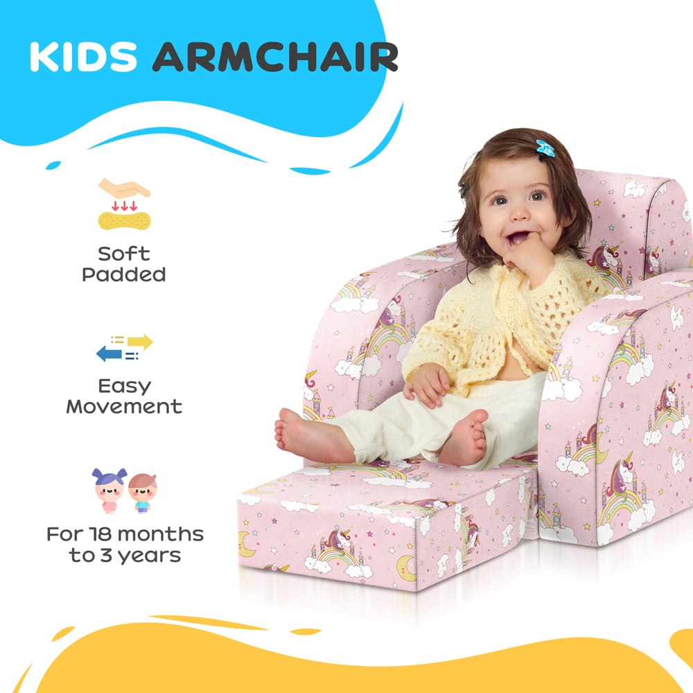 AIYAPLAY Pink Kids Foldable Armchair Image 7