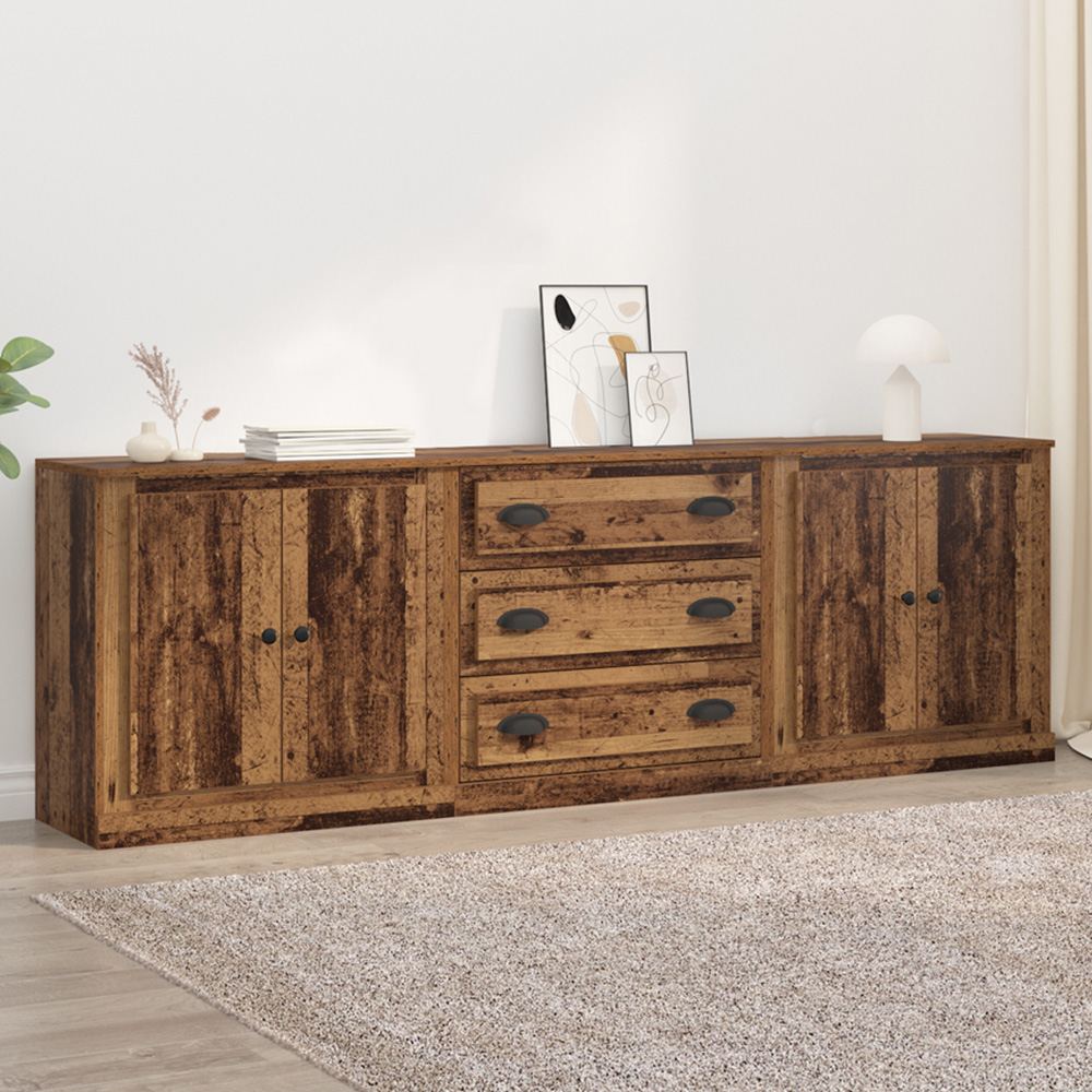 vidaXL 4 Door 3 Drawer Old Wood Modern Sideboard Image 1