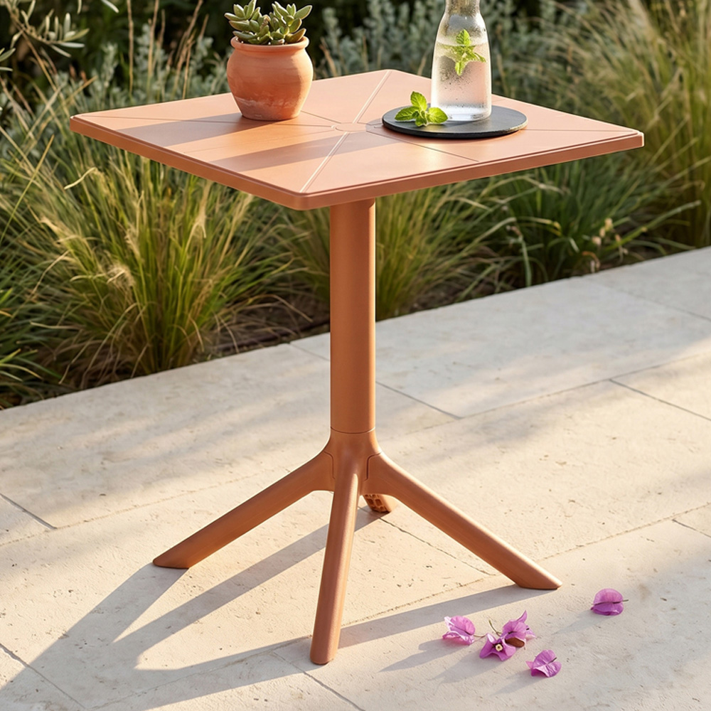 Core Products 2 Seater Terracotta Square Plastic Garden Bistro Table Image 1