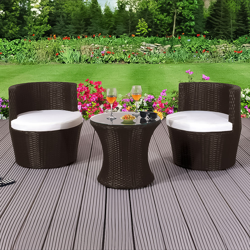 Brooklyn 2 Seater Stackable Rattan Bistro Set Brown Image 1