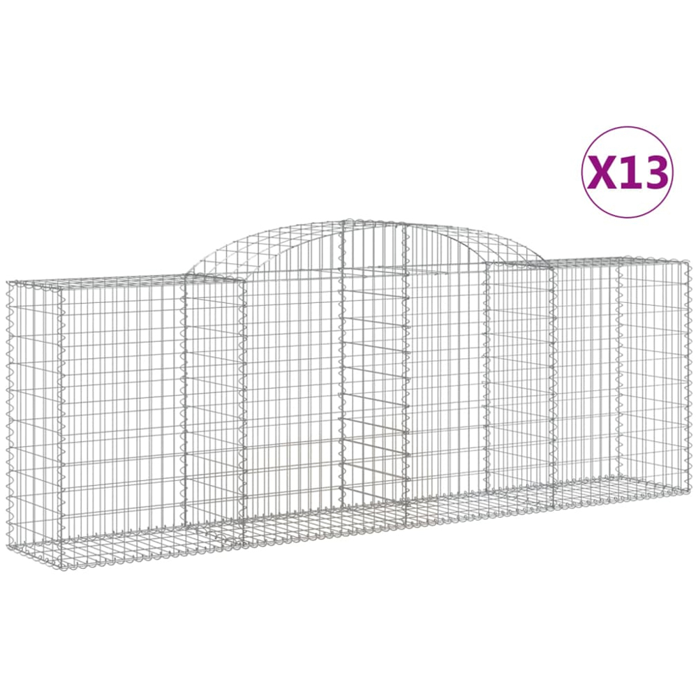vidaXL Silver Galvanised Iron Arched Gabion Basket 300 x 50 x 100/120cm 13 Pack Image 2