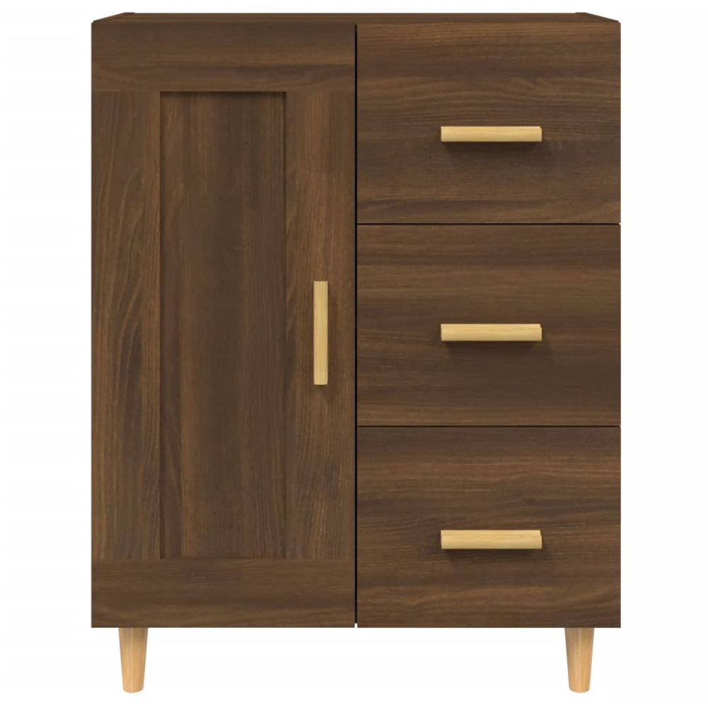 vidaXL Single Door 3 Drawer Brown Oak Sideboard with Wooden Legs Image 7