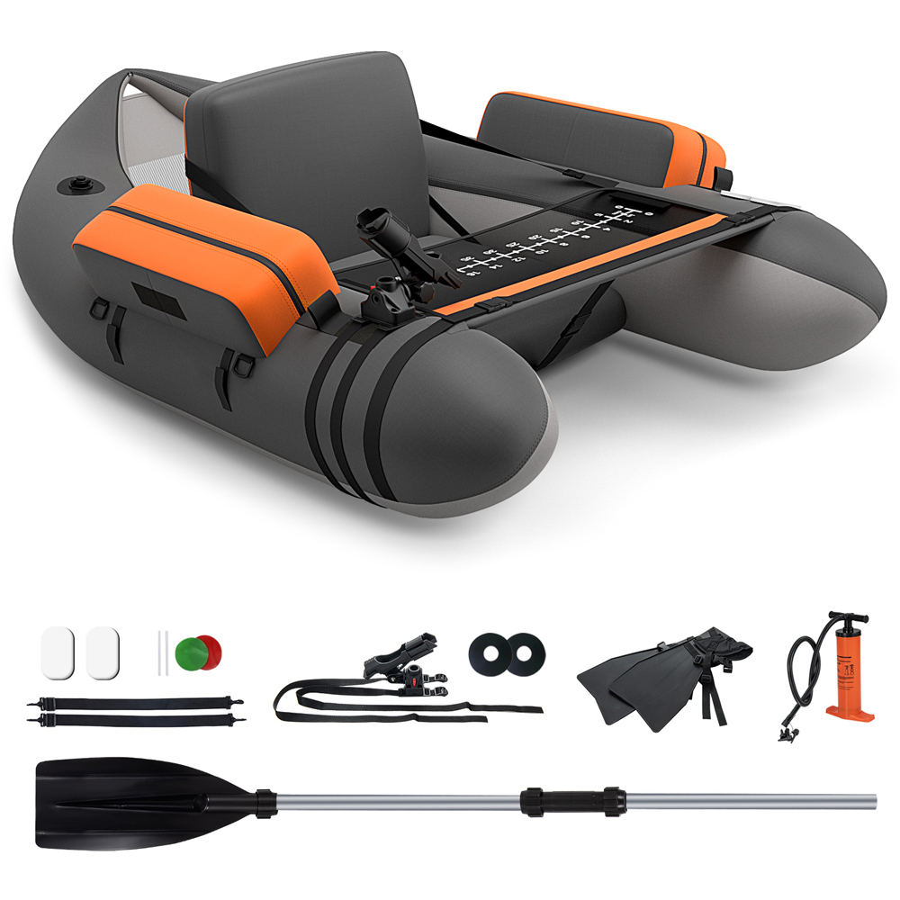 Costway Grey Inflatable Fishing Float Tube with Pump Image 1