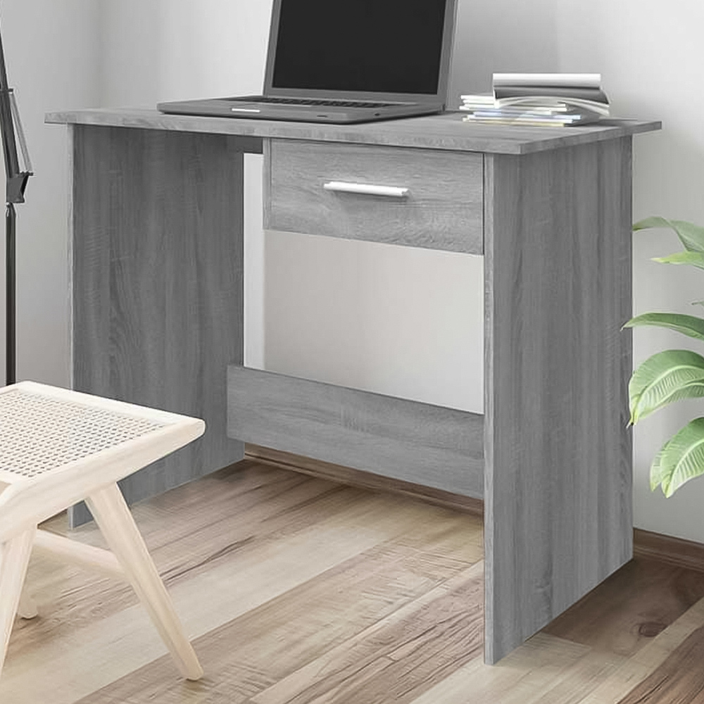 vidaXL Single Drawer Computer Desk Grey Image 1