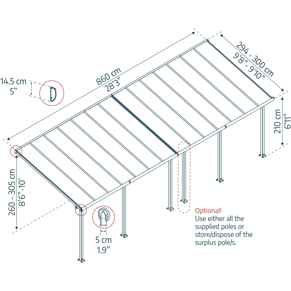Palram Canopia Olympia White Clear 3 x 8.51m Patio Cover Image 5