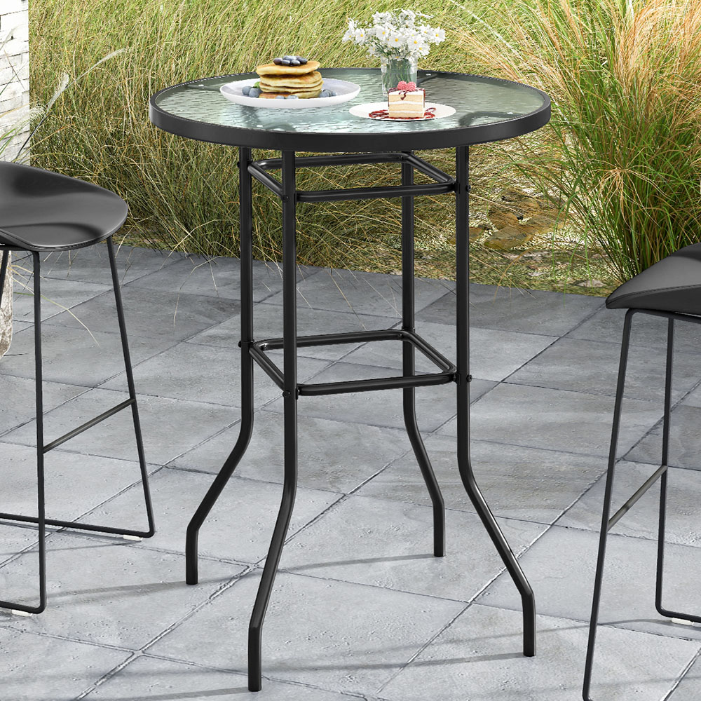 Costway Glass Tabletop Bistro Table Image 1