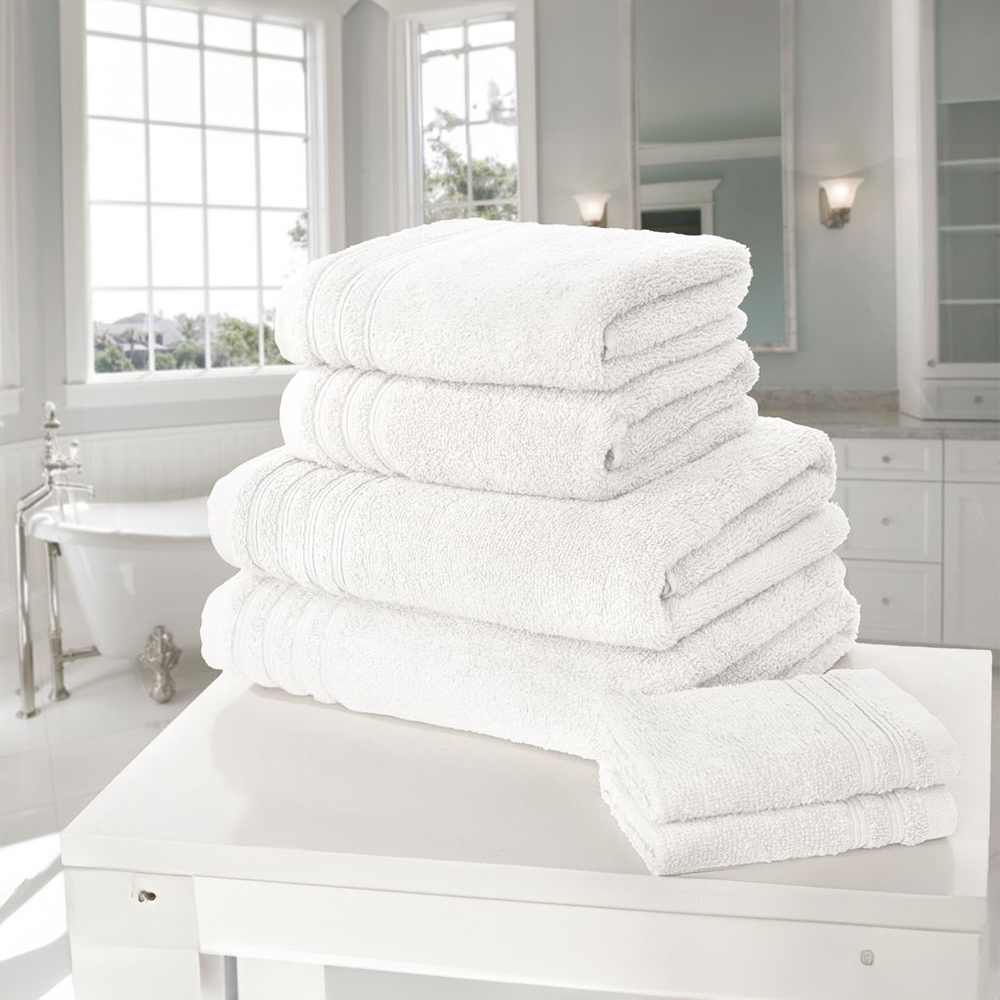 Rapport Home So Soft White Cotton Hand and Bath Towel Bale Set of 6 Image 2