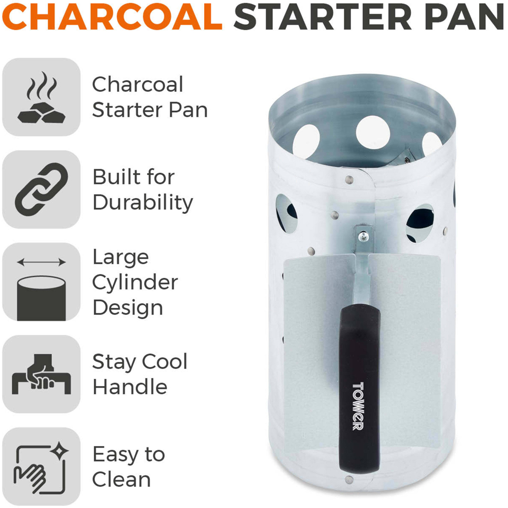Tower 28cm Charcoal Starter Pan with Stay Cool Plastic Handle Image 8