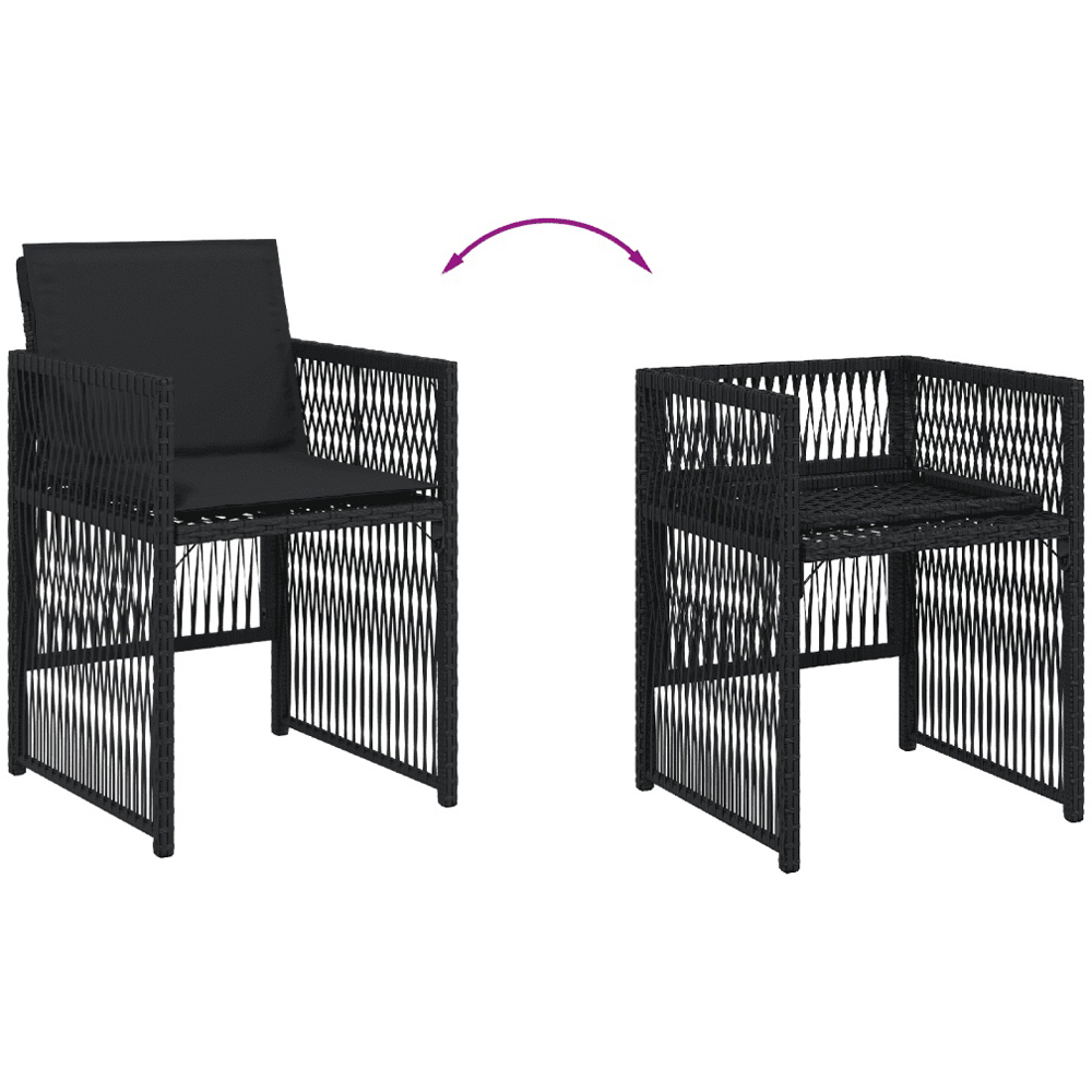 Walplus 4 Seater Foldable Poly Rattan Garden Dining Set with Cushions Black Image 9