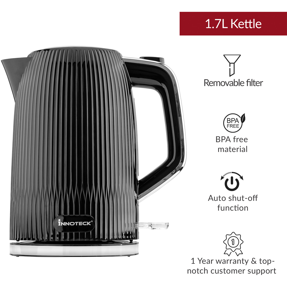 Innoteck Kitchen Pro Black 1.7L Cordless Ridged Electric Kettle 3000W Image 7