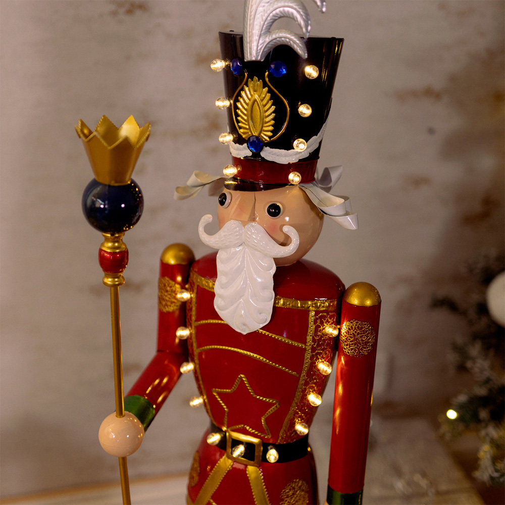 Marco Paul Traditional In Lit Giant Nutcracker Christmas Decoration Image 3