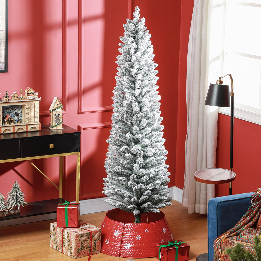 Everglow Snow Flocked Pencil Artificial Christmas Tree 6ft Image 2