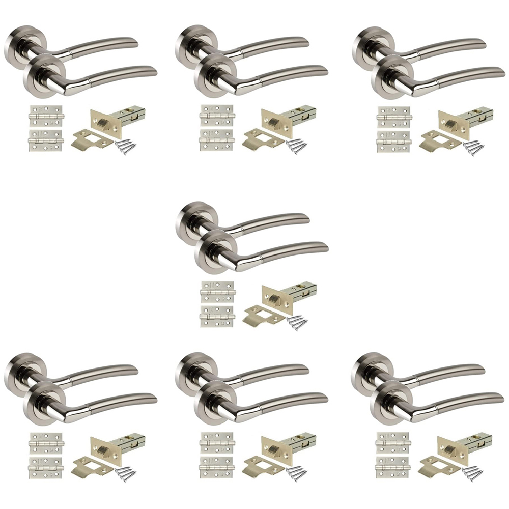 Golden Grace Duo Chrome Indiana Modern Door Handle Set 7 Pack Image 1
