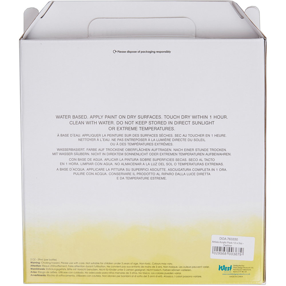 Docrafts Artiste Multicoloured Acrylic Paint 12 Pack Image 5